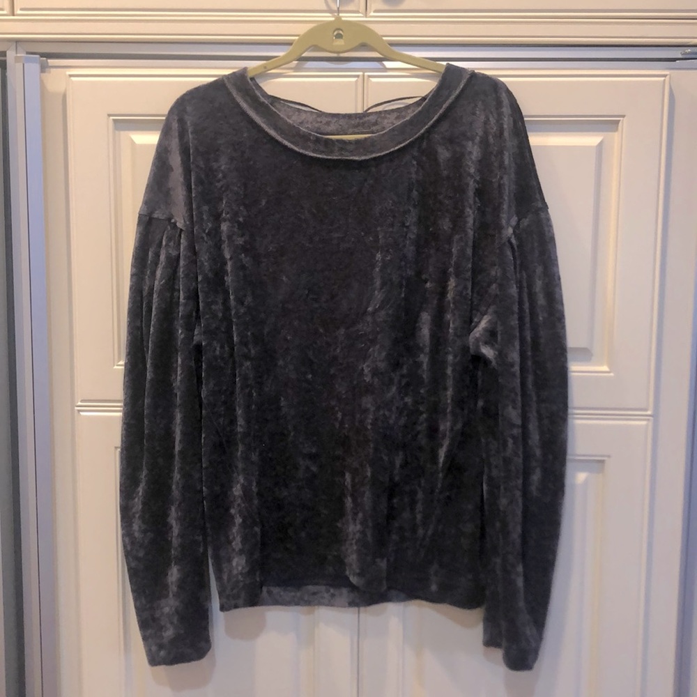 Free People blue velvet top
